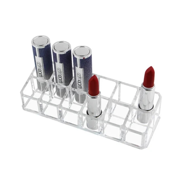 12 Slots Lipstick Organizer Makeup Storage Box Plastic Clear Desk Organizer