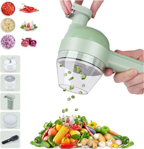 Electric Handheld Hammer Multi Function Vegetable Cutter Set Food Chopper Vegetable Fruit Slicer,for Garlic Pepper Chili Onion Celery Ginger Meat