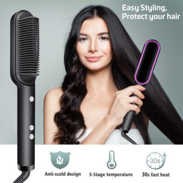 Hair Straightener Brush Comb (random Color)