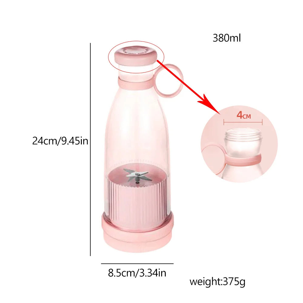 Rechargeable Mixers Fresh Fruit Juicers Usb Portable Juice Bottle Mini Fast Electric Blender Smoothie Ice Maker (Random Color)