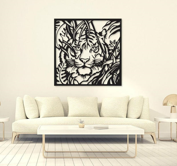 MDF Wood Tiger Design Wall Art