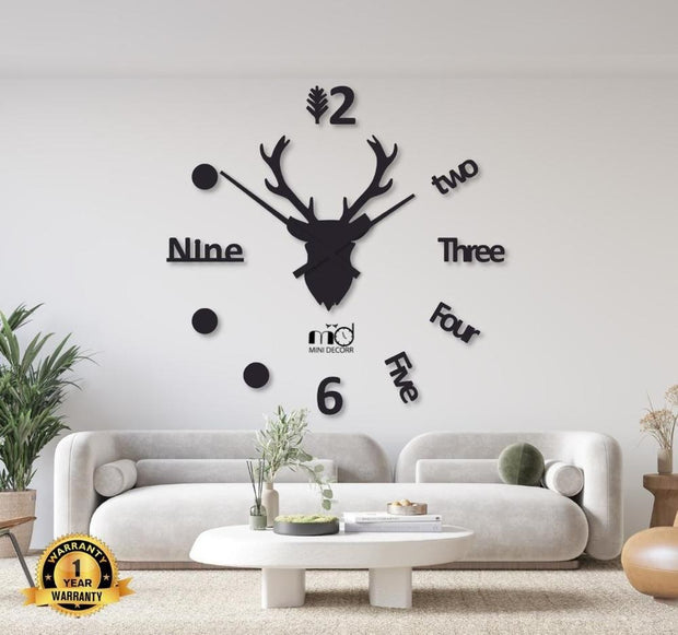 Beautiful Deer Shaped Wood Wall Clock