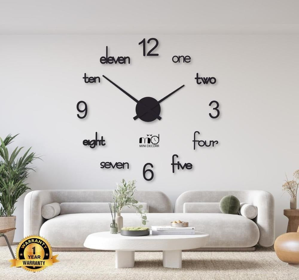 Classic Wall Clock with Mixed Numerals and Words