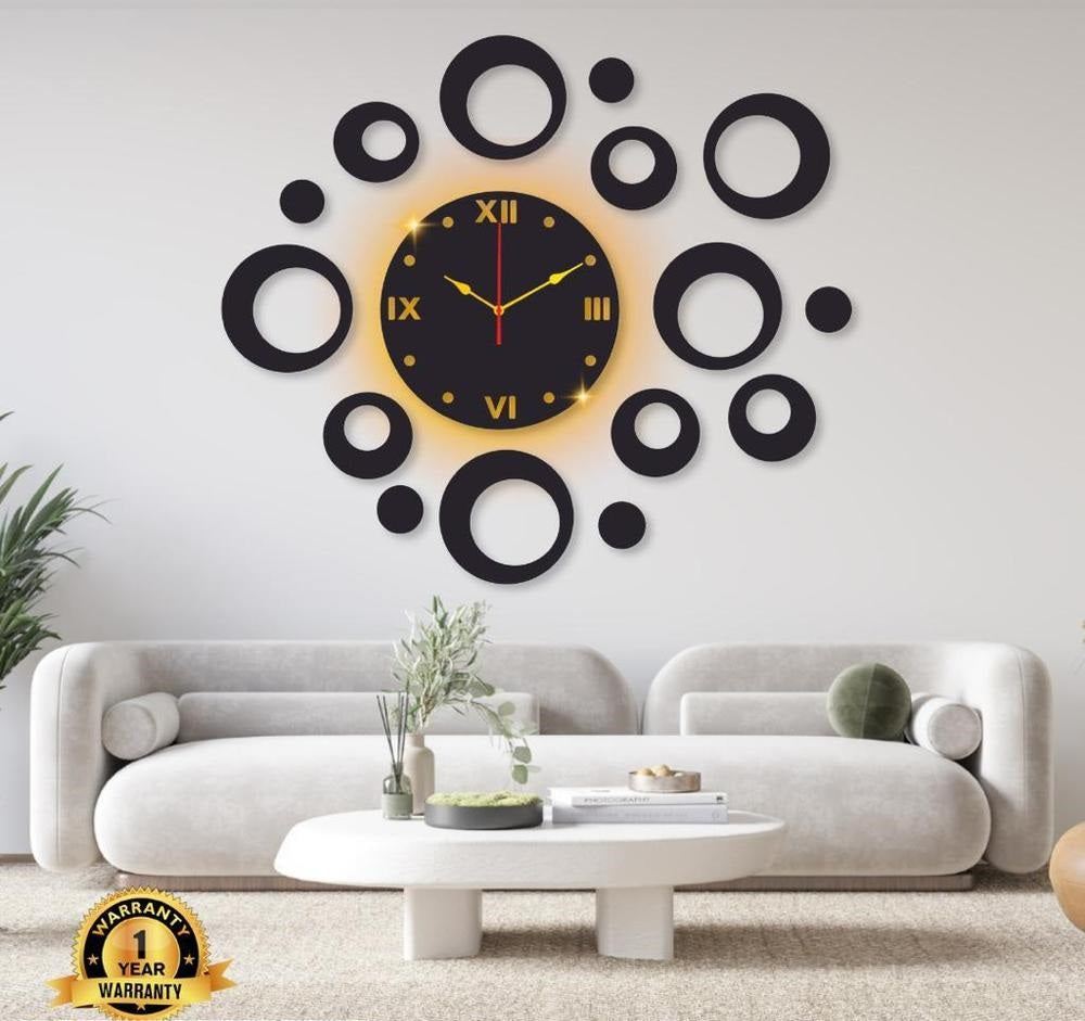 Ring Design Laminated Wall Clock With Backlight