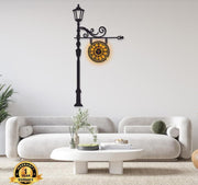 Street Lamp Design Laminated Wall Clock With Backlight