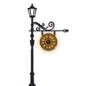 Street Lamp Design Laminated Wall Clock With Backlight