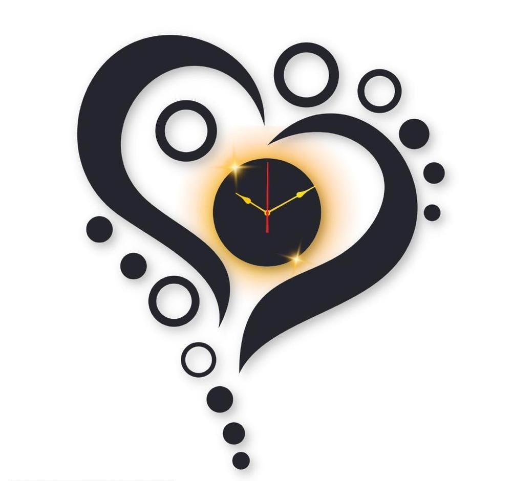 Heart Design Laminated Wall Clock With Backlight