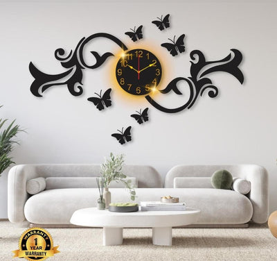 Butterfly Design Laminated Wall Clock With Backlight