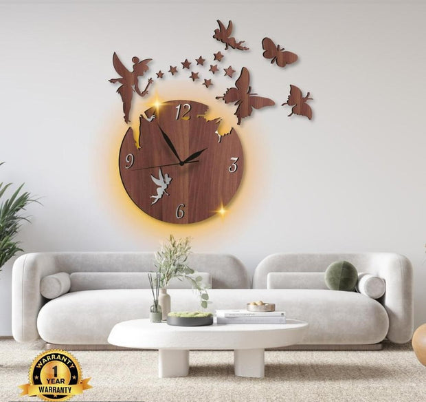 Fairy Design Laminated Wall Clock With Backlight