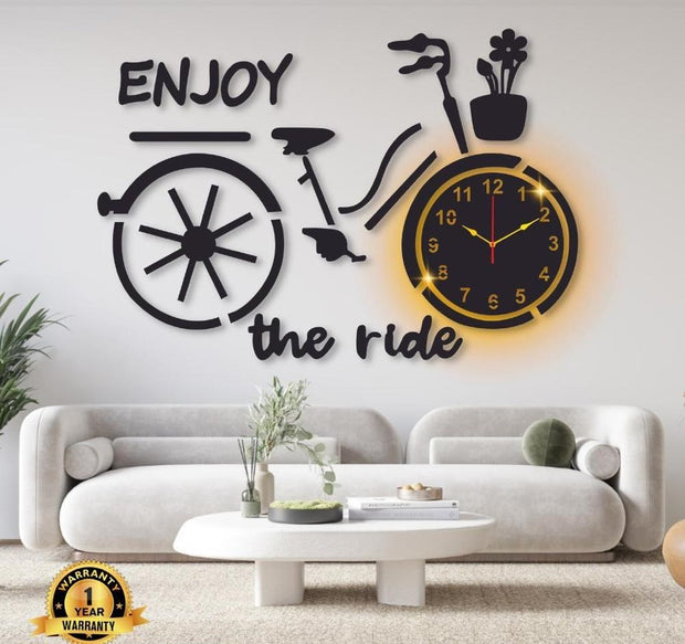 Bicycle Design Laminated Wall Clock With Backlight