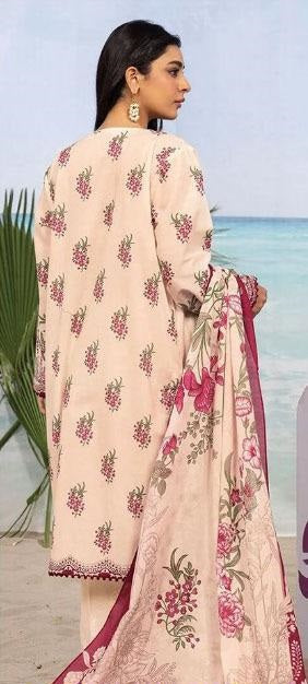 3 Pcs Women's Unstitched Lawn Printed Suit