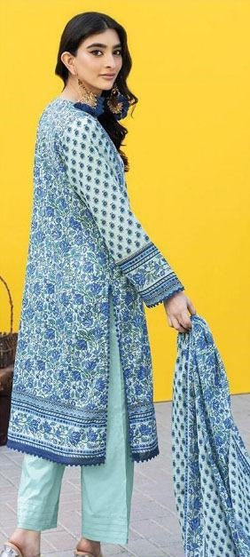 3 Pcs Women's Unstitched Lawn Printed Suit