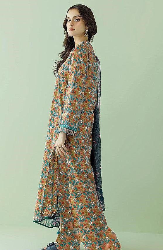 3 Pcs Women's Unstitched Lawn Printed Suit