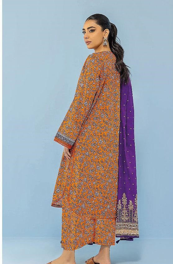 3 Pcs Women's Unstitched Lawn Printed Suit