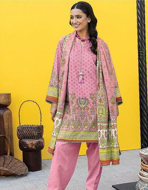 3 Pcs Women's Unstitched Lawn Printed Suit