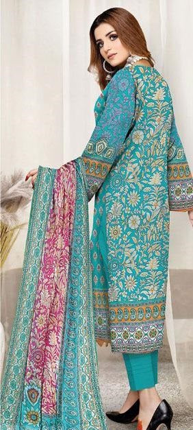 3 Pcs Women's Unstitched Lawn Printed Suit