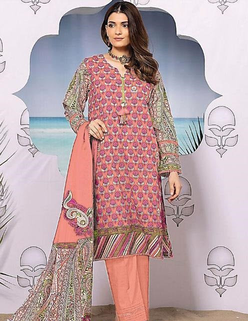 3 Pcs Women's Unstitched Lawn Printed Suit