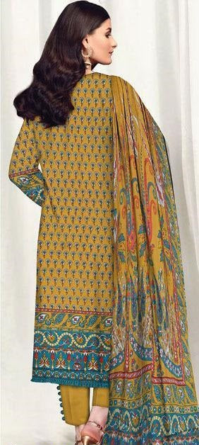 3 Pcs Women's Unstitched Lawn Printed Suit