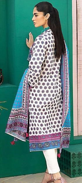 3 Pcs Women's Unstitched Lawn Printed Suit