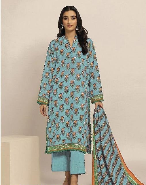 3 Pcs Women's Unstitched Lawn Digital Print Suit