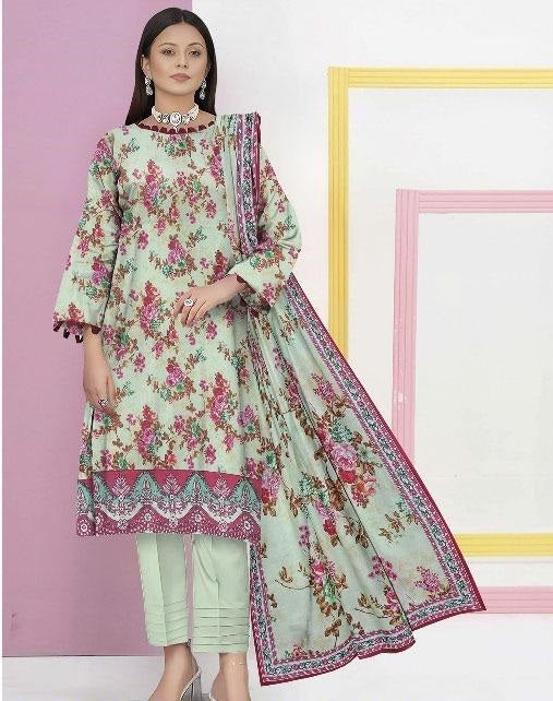 3 Pcs Women's Unstitched Lawn Digital Print Suit