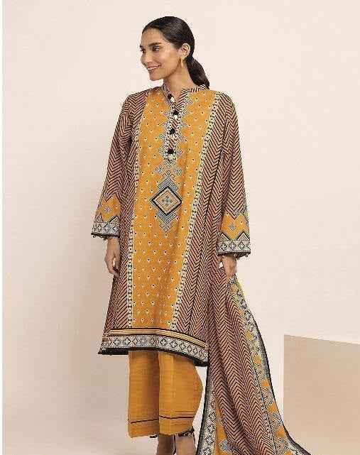 3 Pcs Women's Unstitched Lawn Digital Print Suit