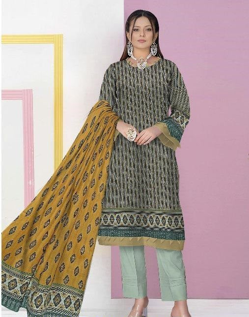 3 Pcs Women's Unstitched Lawn Digital Print Suit