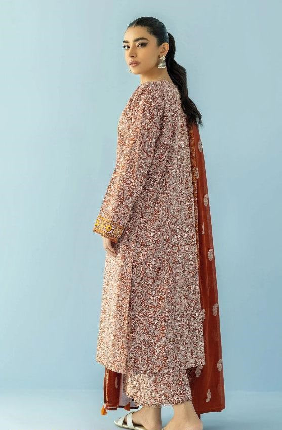 3 Pcs Women's Unstitched Lawn Printed Suit