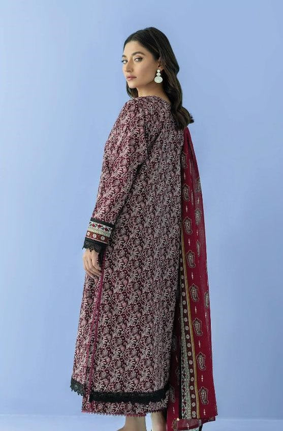 3 Pcs Women's Unstitched Lawn Printed Suit