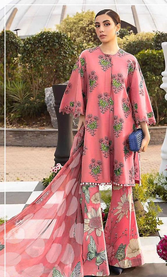 3 Pcs Women's Unstitched Lawn Printed Suit