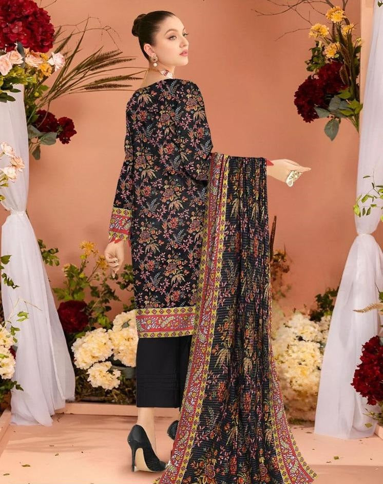 3 Pcs Women's Unstitched Lawn Digital Print Suit