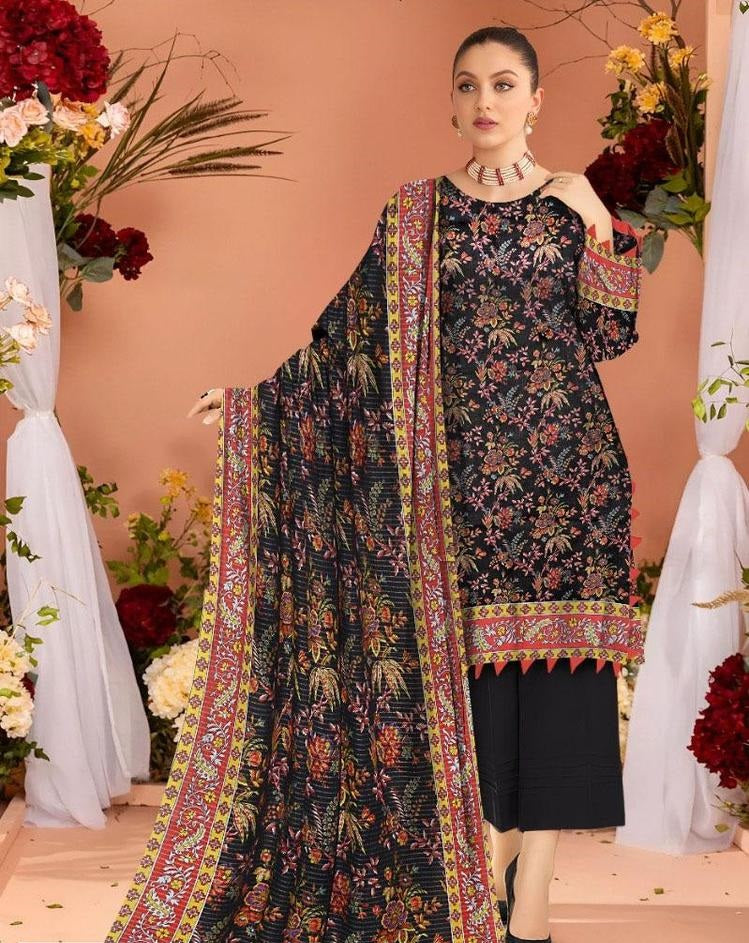 3 Pcs Women's Unstitched Lawn Digital Print Suit