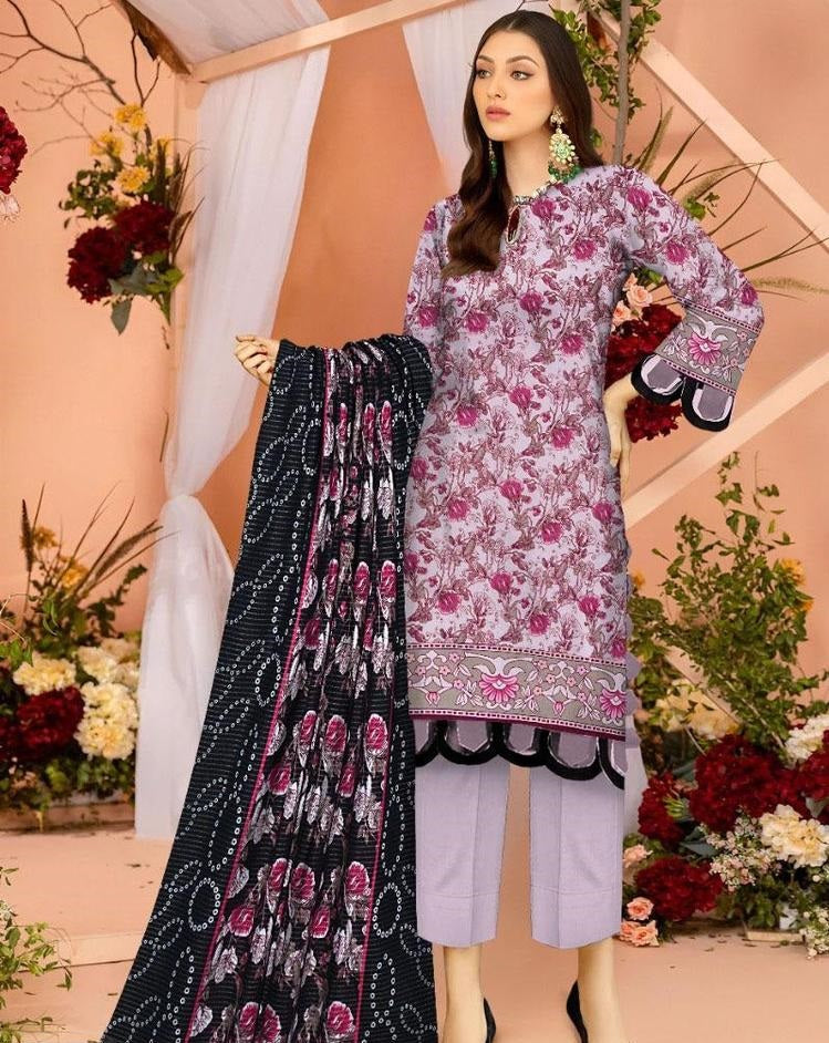 3 Pcs Women's Unstitched Lawn Digital Print Suit