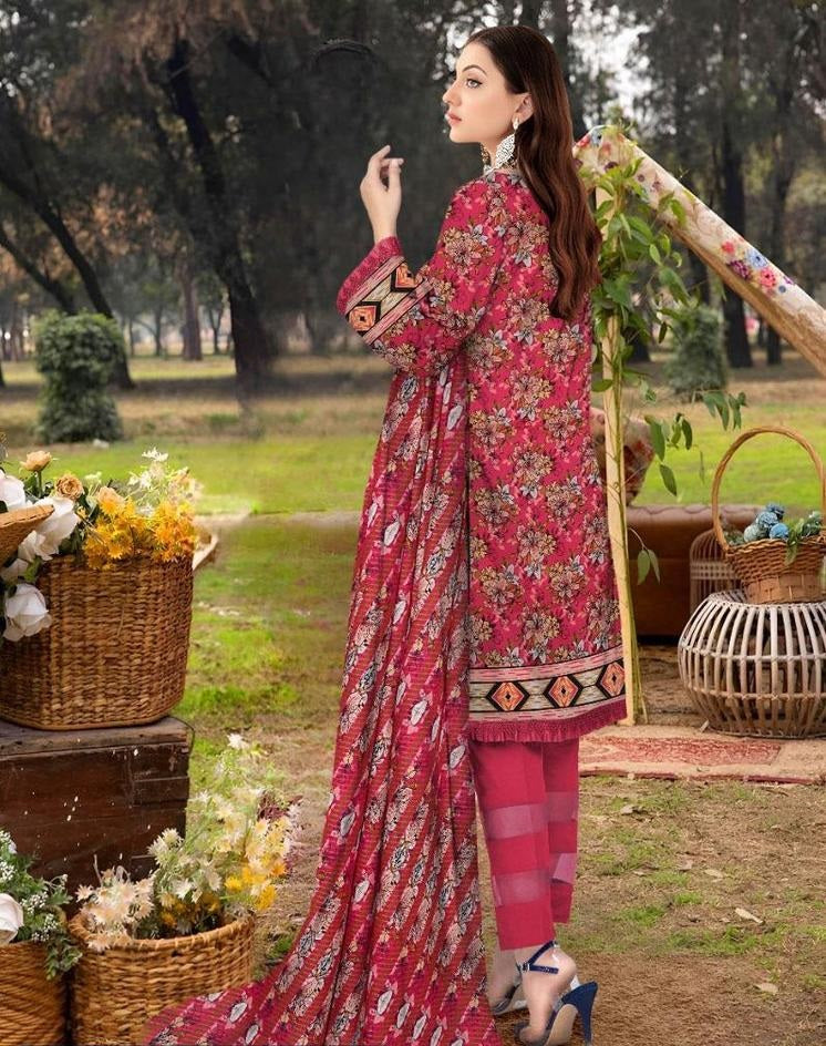 3 Pcs Women's Unstitched Lawn Digital Print Suit