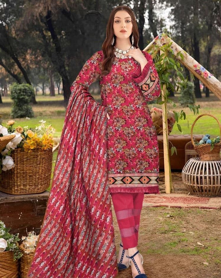 3 Pcs Women's Unstitched Lawn Digital Print Suit