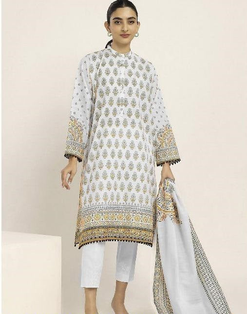 3 Pcs Women's Unstitched Lawn Digital Print Suit