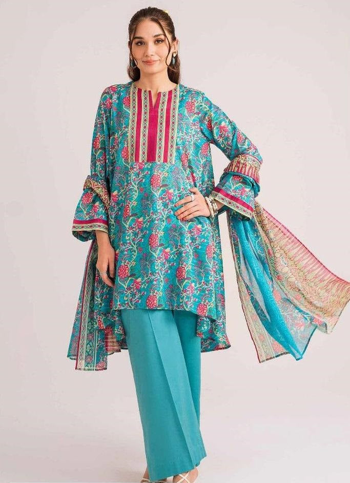 3 Pcs Women's Unstitched Lawn Digital Print Suit