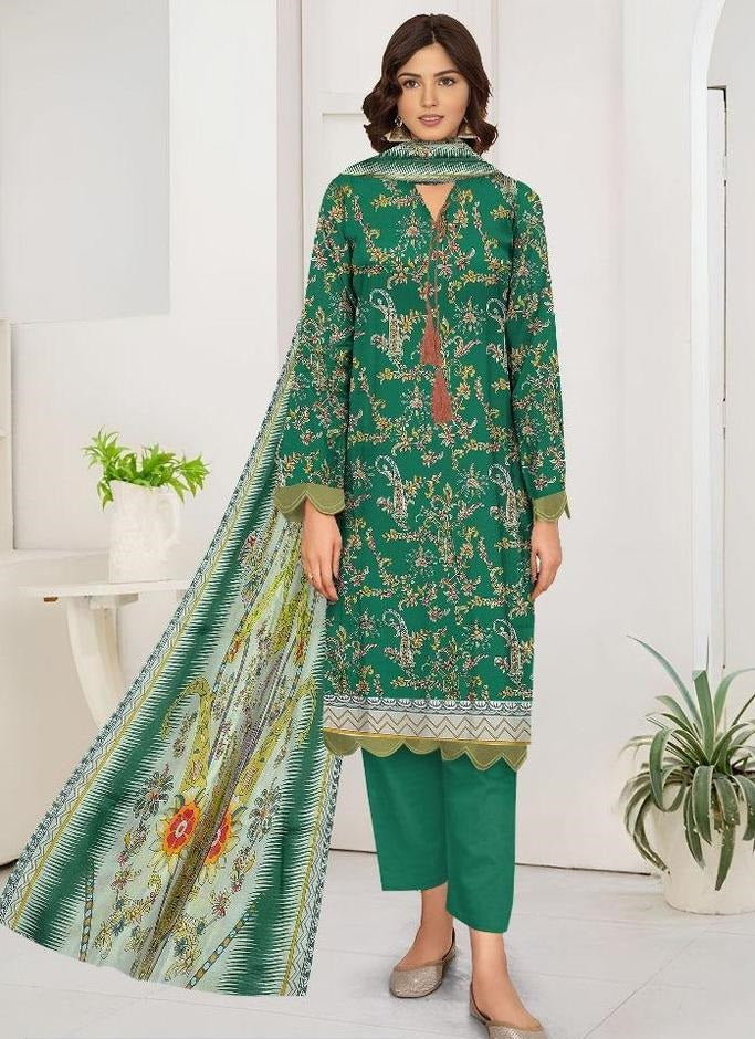 3 Pcs Women's Unstitched Lawn Digital Print Suit