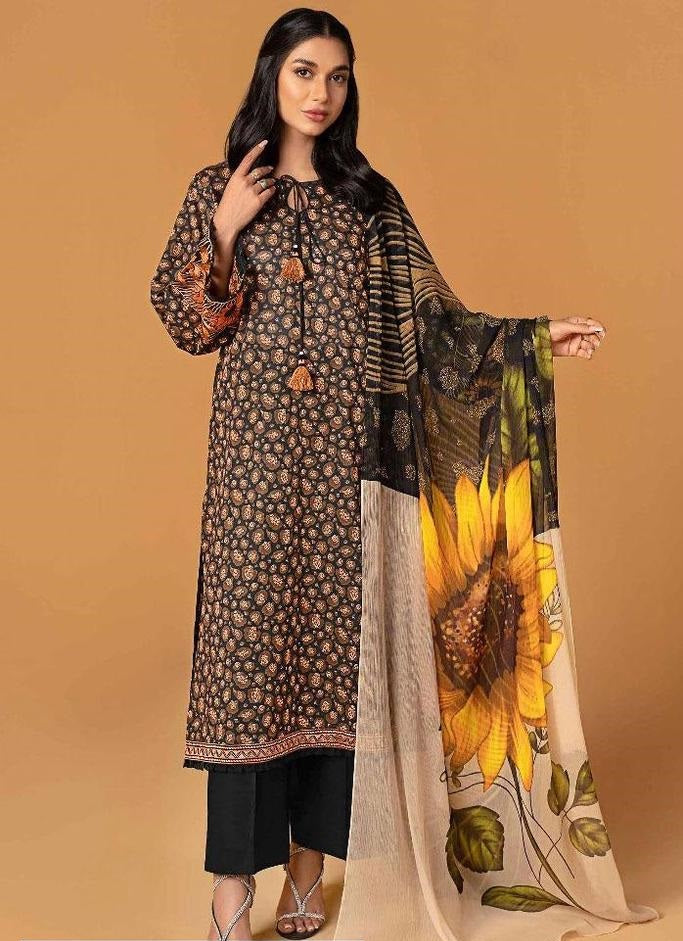 3 Pcs Women's Unstitched Lawn Digital Print Suit