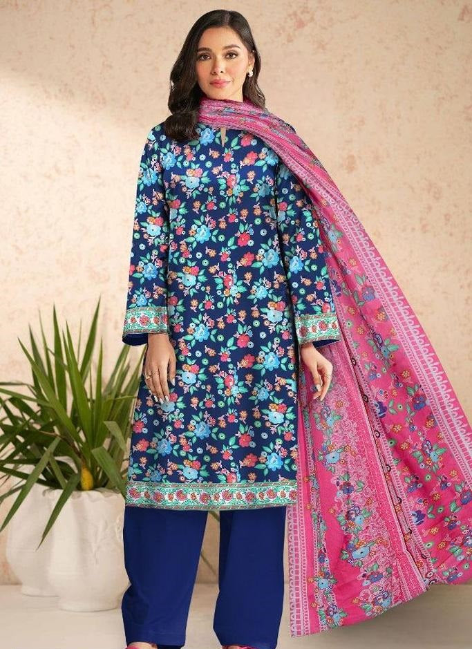 3 Pcs Women's Unstitched Lawn Digital Print Suit