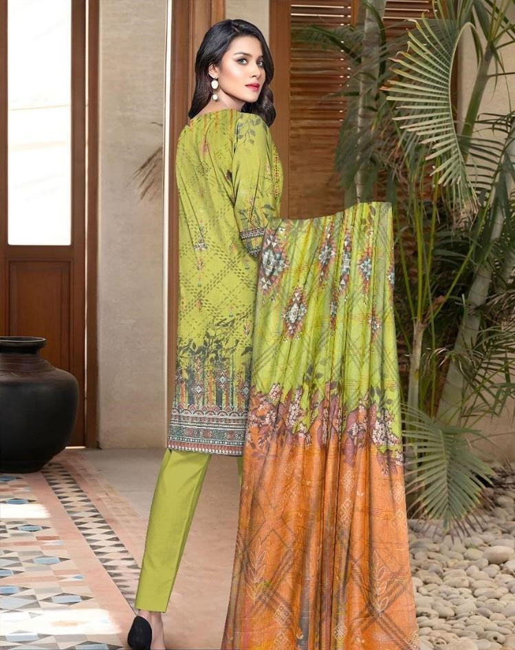 3 Pcs Women's Unstitched Lawn Embroidered Suit