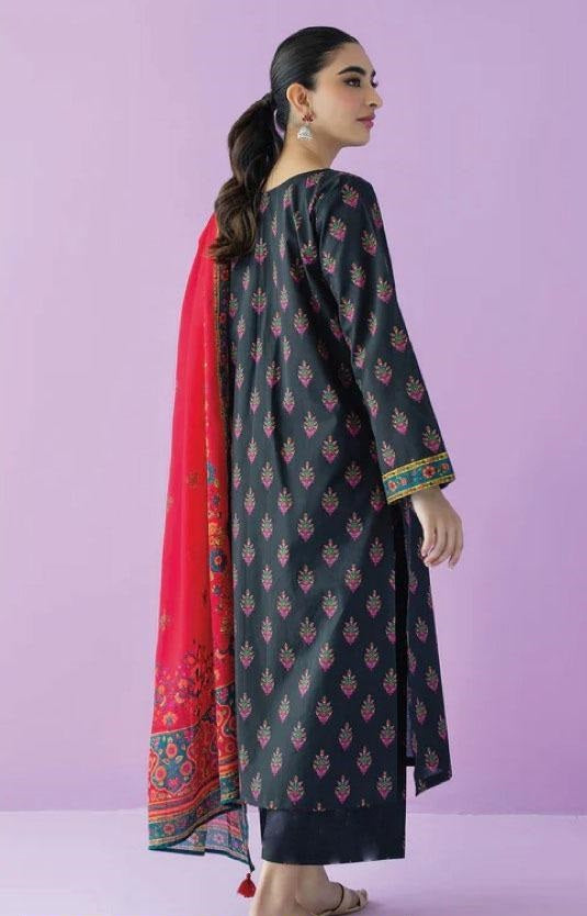 3 Pcs Women's Unstitched Lawn Printed Suit