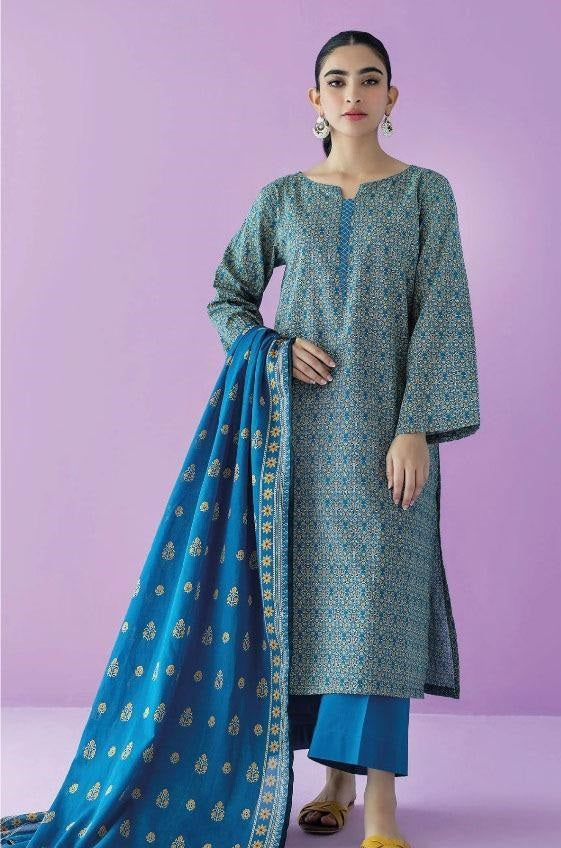 3 Pcs Women's Unstitched Lawn Printed Suit