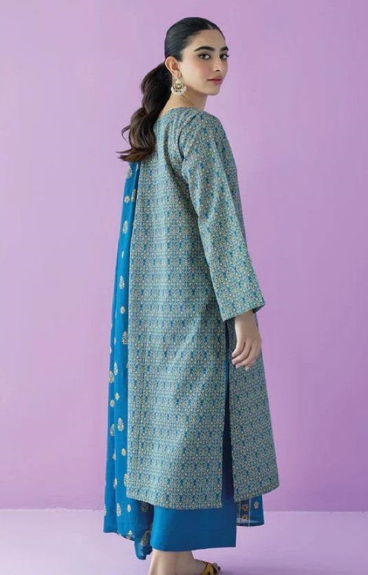 3 Pcs Women's Unstitched Lawn Printed Suit