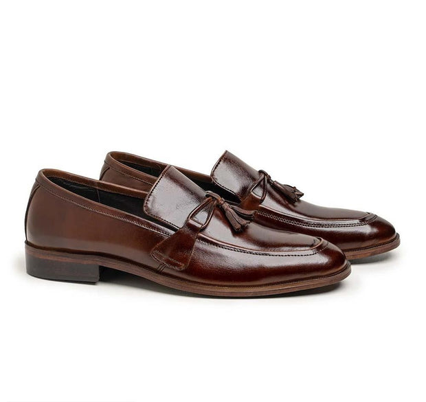 SLO Men's Scarosso Brown Leather Formal Shoes