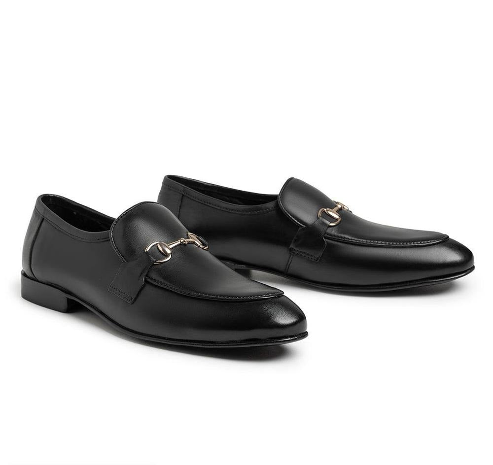 SLO Men's Cavaliere Black Leather Formal Shoes