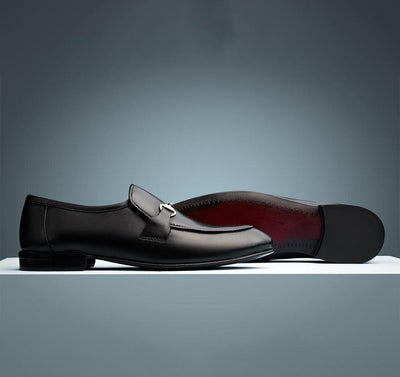 SLO Men's Cavaliere Black Leather Formal Shoes