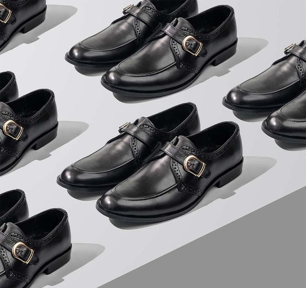 SLO Men's Rockouf Black Leather Formal Shoes