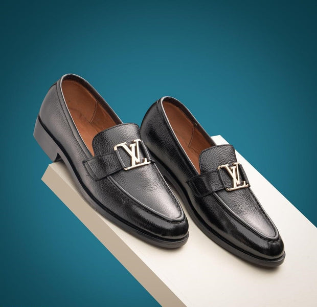 SLO Men's Dorval Black Leather Formal Shoes