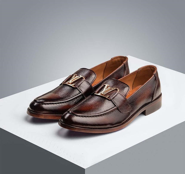 SLO Men's Dorval Brown Leather Formal Shoes